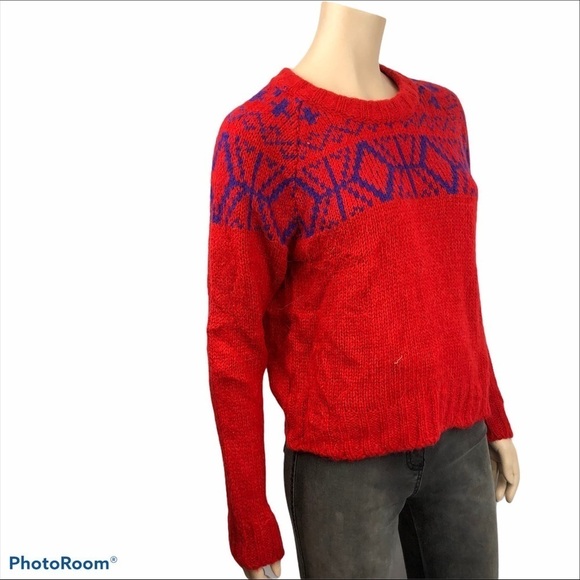 Cocogio Red Fair Isle Knit Alpaca Blend Sweater Women’s Medium - Picture 3 of 7
